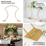 38inch Gold Metal Floral Arch Frame Table Display Stand With Curvy Design, Large Table Centerpiece