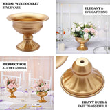 2 Pack | 4inch Gold Metal Wine Goblet Style Flower Table Pedestal Vase, Antique Mini Compote Vase