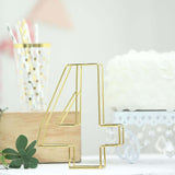 8" Tall | Gold Wedding Table Numbers | Freestanding 3D Decorative Metal Wire Numbers | 4