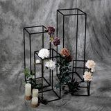 Set of 4 | Matte Black Metal Frame Flower Stand, Wedding Column Centerpieces - 16/24/32/40