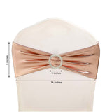 5 pack Metallic Spandex Chair Sashes With Attached Round Diamond Buckles - Rose Gold | Blush