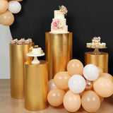 Set of 5 | Metallic Gold Cylinder Stretch Fit Pedestal Pillar Covers