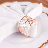 5 Pack | Metallic Blush/Rose Gold Geometric Napkin Rings, Paper Napkin Holders