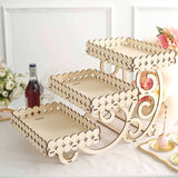 3-Tier 22inch Natural Wooden Laser Cutout Cupcake Stand Mini Cake Tray