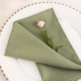 5 Pack Eucalyptus Sage Green Premium Polyester Dinner Napkins, Seamless Cloth Napkins