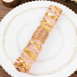 Rose Gold Wave Embroidered Sequin Mesh Dinner Napkin, Reusable Decorative Napkin