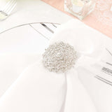 4 Pack | Diamond Rhinestone Silver Metal Flower Napkin Rings