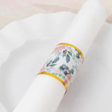 50 Pack Pink Peony Floral Paper Napkin Holder Bands with Gold Edge