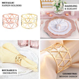 5 Pack | Metallic Gold Geometric Napkin Rings, Paper Napkin Holders