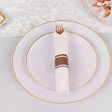 Set of 24 Pre Rolled White Paper Napkins with Rose Gold Plastic Silverware