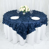 72x72inch Navy Blue 3D Leaf Petal Taffeta Fabric Table Overlay