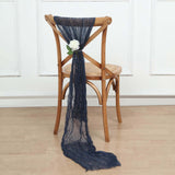 5 Pack | Navy Blue Gauze Cheesecloth Boho Chair Sashes - 16inch x 88inch