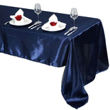 60"x126" Navy Blue Satin Rectangular Tablecloth