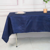 60"x102" Navy Blue Accordion Crinkle Taffeta Rectangle Tablecloth