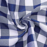 60"x102" White Navy Blue Buffalo Plaid Rectangle Tablecloth, Checkered Polyester Linen Tablecloth