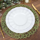 6 Pack | 15inch Olive Green Paper Fiber Woven Placemats, Round Table Mats