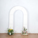 8ft White Spandex Fitted Open Arch Wedding Arch Cover, Double-Sided U-Shaped Backdrop Slipcover