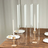 2 Pack Clear Candelabra Candle Holder Glass Shades With Open Ends, Pillar Hurricane Candle Shades