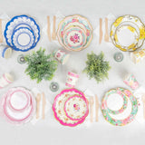 24 Pack | Vintage Mixed Floral Disposable Tea Cup And Saucer Set