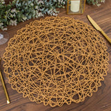 6 Pack | 15inch Natural Paper Fiber Woven Placemats, Round Table Mats
