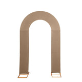 8ft Taupe Spandex Fitted Open Arch Wedding Arch Cover, Double-Sided U-Shaped Backdrop Slipcover