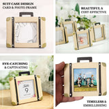 4 Pack | Mini 3inch Suitcase Resin Picture Frame Party Favors, Vintage Travel Place Card Holders