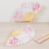 5-Pack Paper Folding Fans Party Favors in White & Pink French Toile Pattern, Handheld Fans