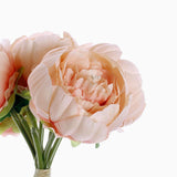 5 Flower Head Peach Peony Bouquet | Artificial Silk Peonies Spray