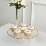 2 Pack | 12inch Clear With Gold Rim Disposable Pedestal Cake Stand