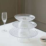 Set of 3 | Clear Pressed Contemporary Design Plastic Cake Stands With Bowl Base