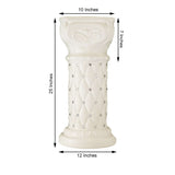 2 Pack | 25 inch Tall White PVC | 10mm Crystal Beaded Studded French Inspired Pedestal Column Stand