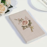 20 Pack Vintage Pink Ivory Rose Print Disposable Napkins, Soft 2-Ply Elegant Garden