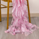 5 Pack Pink Curly Willow Chiffon Satin Chair Sashes