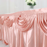 14ft Dusty Rose Pleated Satin Double Drape Table Skirt