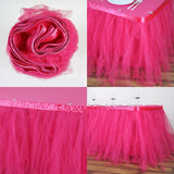 14FT Fuchsia 4 Layer Tulle Tutu Pleated Table Skirts