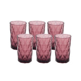 6 Pack Dusty Rose Crystal Cut Highball Cocktail Glasses with Heavy Base#whtbkgd