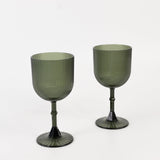 12 Pack Hunter Emerald Green Ribbed Reusable Plastic Wine Goblets