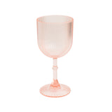 12-Pack Plastic Goblets Transparent Blush Vintage Ribbed Pattern - Reusable Shatterproof#whtbkgd