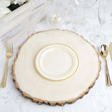 10 Pack | 6inch Très Chic Gold Rim Ivory Disposable Salad Plates, Plastic Dessert Appetizer Plates