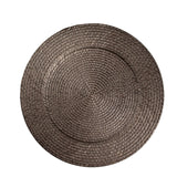 6 Pack | 13inch Natural Brown Rattan-Like Disposable Round Charger Plates