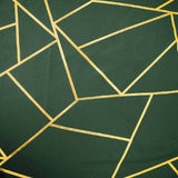 54"x54" Hunter Emerald Green Polyester Square Tablecloth With Gold Foil Geometric Pattern#whtbkgd