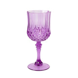 6 Pack 8oz Purple Crystal Cut Reusable Plastic Cocktail Goblets, Shatterproof Wine Glasses#whtbkgd