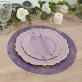 50 Pack Disposable Lavender Lilac Placemats, 13" Non-Woven Mesh Fiber Round Table Mats for Dining & Events