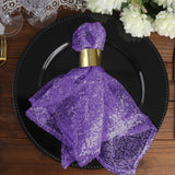 20x20Inch Purple Premium Sequin Cloth Dinner Napkin | Reusable Linen