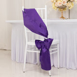 5 Pack Purple Lamour Satin Chair Sashes, Chair Bows - 6x106inch