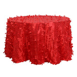 120inch Red 3D Leaf Petal Taffeta Fabric Round Tablecloth