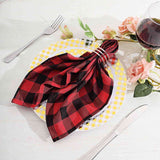 5 Pack | Black/Red Buffalo Plaid Cloth Dinner Napkins, Gingham Style | 15x15Inch