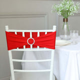 5 pack | 5"x14" Red Spandex Stretch Chair Sash with Silver Diamond Ring Slide Buckle