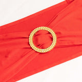 5 Pack Red Spandex Chair Sashes with Gold Diamond Buckles, Elegant Stretch Chair Bands#whtbkgd