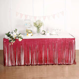 Metallic Foil Fringe Table Skirt, Self Adhesive Party Table Skirt - Matte Red